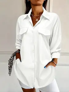 Fashionable women's casual Fitted Woven long-sleeved Blouse shirt. It is suitable for commuting to work and versatile Everyday