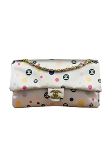 Pre-owned satin Shoulder Bags Chanel Pink Polka Dot Flap Bag 2004