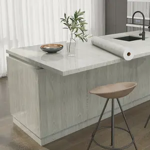 Self-Adhesive Wood Grain Thick Contact Paper - Gray Peel & Stick Removable Wallpaper Suitable for Walls, Cabinets, Furniture