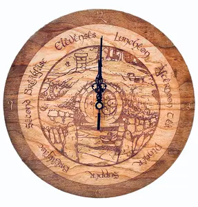 Wood Leon - Shire Hobbit Clock in Cherry Wood for Kitchen Wall Decor - Portable Analog Clock, 12"