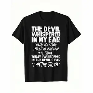 Men's and women's fun devil quotes t-shirt-devil whispers in my ear bold declaration-light four seasons fitness casual top Halloween essential-machine washing regular edition daily h Crewneck Menswear Tshirt graphic tee men's t shirts