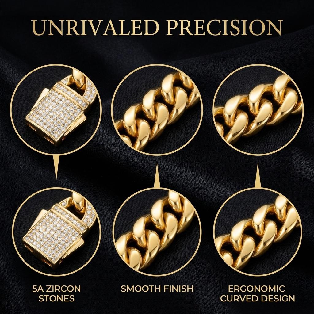 Stainless Steel Men's Cuban Chain, Ear-Style Clasp / Gold / Gold-Plated Miami Cuban Chain Necklace, Widths: 6mm/8mm/10mm/12mm/14mm, Fade-Resistant and Durable, Hip-Hop Style Men's Jewelry, Length: 7.5“–30”, Comes with a Gift Box Stainless Steel Men's Cuban Chain, Ear-Style Clasp / Gold / Gold-Plated Miami Cuban Chain Necklace, Widths: 6mm/8mm/10mm/12mm/14mm, Fade-Resistant and Durable, Hip-Hop Style Men's Jewelry, Length: 7.5“–30”, Comes with a Gift Box