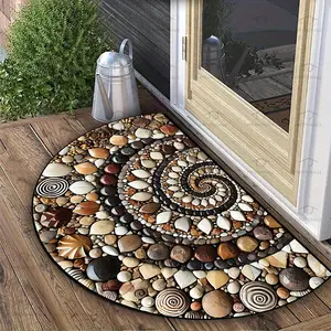 [Customer Favorite] Colorful Pebble Design Welcome Mat - Non-Slip, Easy Clean, Semi-Circular Door Rug with Silicone Backing for Indoor/Outdoor Use - Perfect for Entryway, Kitchen, Bathroom, Patio, Balcony Decor