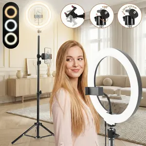 12" Professional Video Ring Light with 43.3" Tripod Stand, 3-Color Dimmable LED for Makeup/Live Streaming/YouTube/Content Creation/ Mlogging/TikTok, Ideal for Photography Vlogging Kit Camera Accessories Selfie Lighting tips#valentine's day#new years
