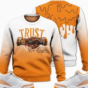 White Orange Peel 3s Sweatshirt, 3 Orange Citrus Outfit, Snake Trust No One Streetwear Sneaker Matching Shirts