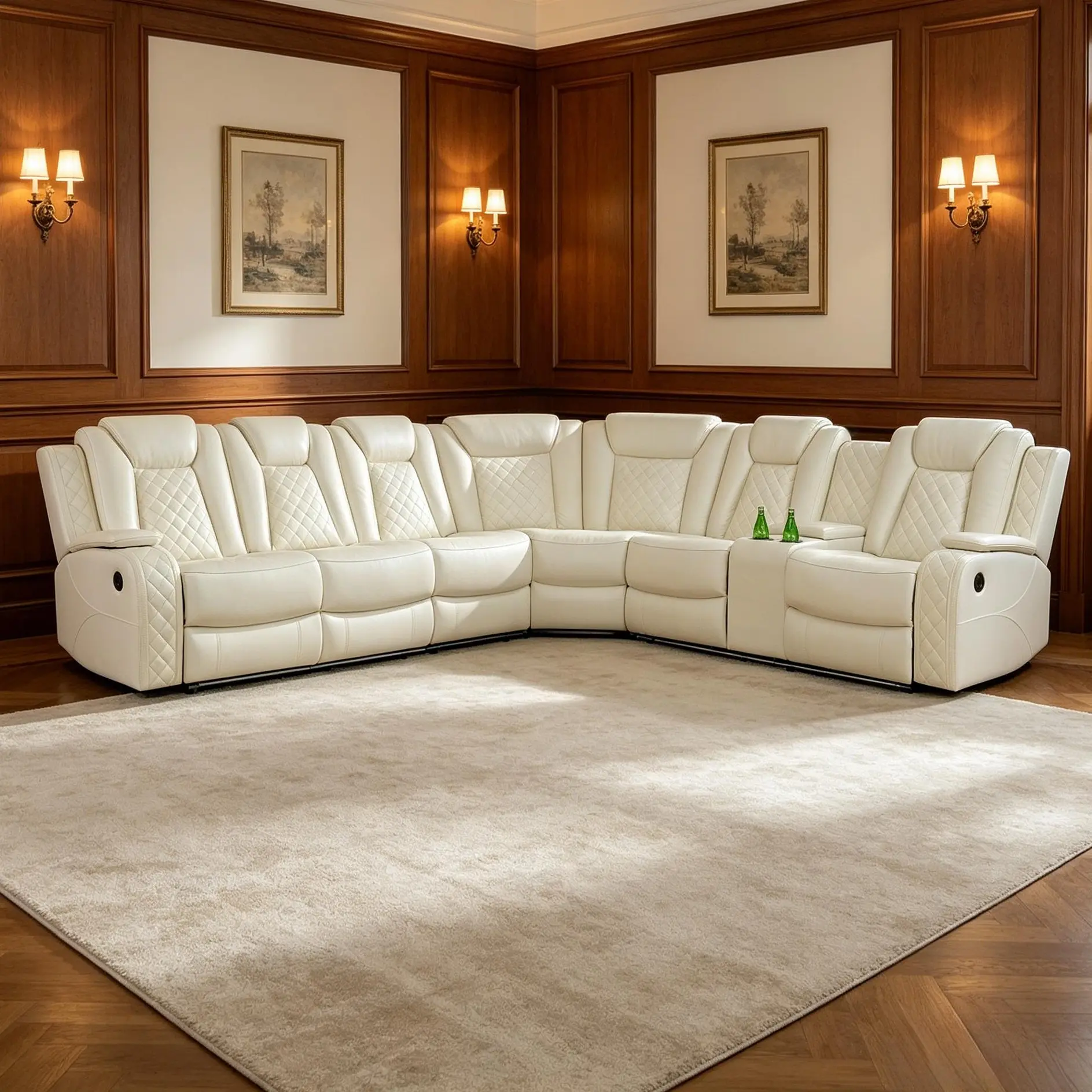 3-Piece Modern Upholstered White Breathable Leather Recliner Sofa Set - Loveseat and Recliner, Scratch-Resistant Leather, Individually Adjustable Seats, Adjustable Arms, Armrest Built-In Cup Holders, Assembly Required, for Living Room Decor, Modern Minima
