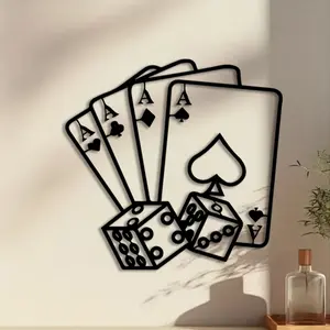 1pc Casino Cards Metal Wall Art, Casino Cards Statue Mural, Perfect for Game Room Wall, Christmas Decor, Ideal Gift for Poker Lovers, Unframed Wall Art, Rust-Resistant Metal