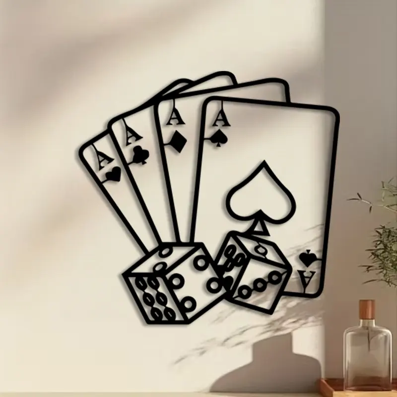 1pc Casino Cards Metal Wall Art, Casino Cards Statue Mural, Artwork, Decoration Items, Perfect for Game Room Wall, Christmas Decor, Ideal Gift for Poker Lovers, Unframed Wall Art, Rust-Resistant Metal