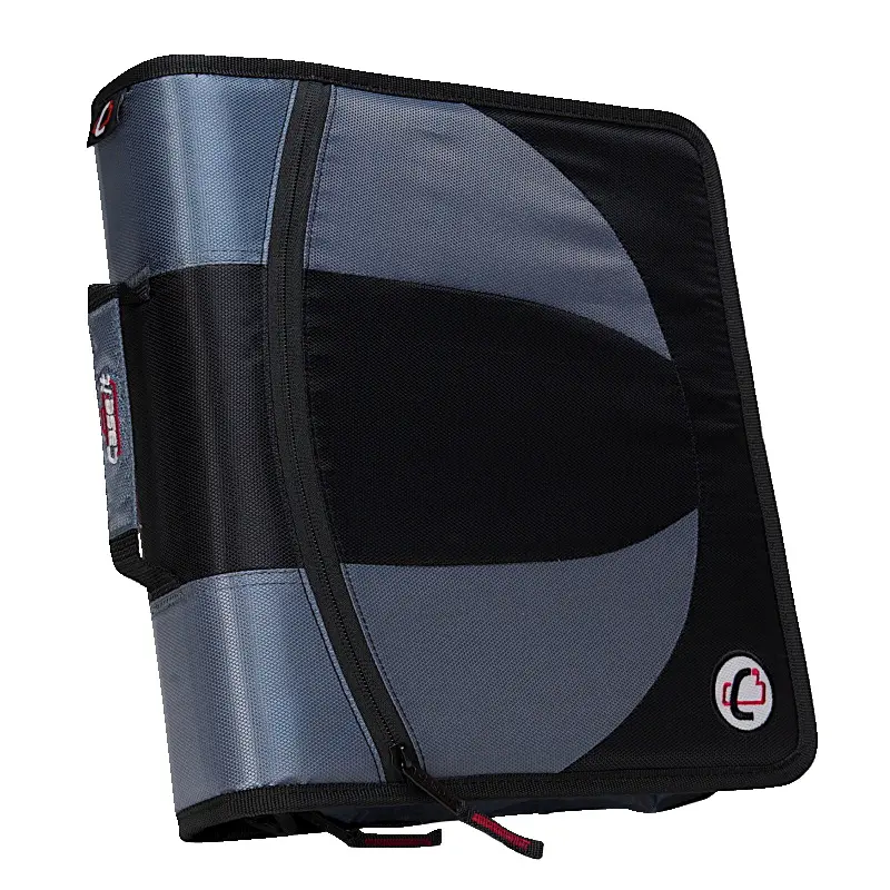 Case-It Dual Ring Binder - 1.5 in., Black Ripstop Material, Handle, Shoulder Strap, Hook & Loop Hold-Down Pages, Patented Angled Zipper, Removable Pencil Pouch, Keeps Gusset Out of the Way, Prevents Tearing, Ideal for Writing