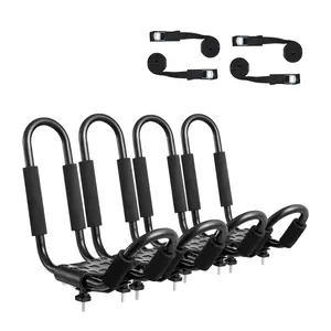 【fathersdaygift】VEVOR Kayak Roof Rack 2 Pairs J-Bar,Soft Roof RackTop Mount Tie DownCarrier for kayakSurf BoardCanoeSUPSki BoardMount on CarSUVTruck2 Kayaks, Secure Tie-Downs