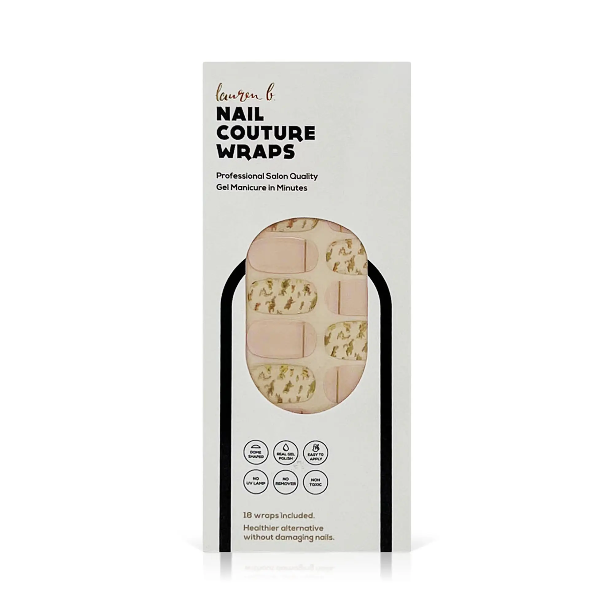 Gold Leaf & Blush Gel Nail Wrap Easy Non-Toxic No Dry Time Manicure Nail Art Nail Care Long Lasting Peel Sheet Manicure Nail Art Nail Polish