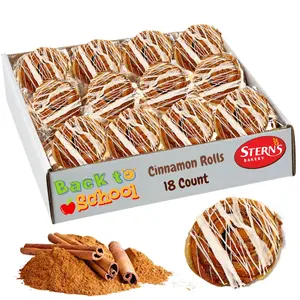 Cinnamon Rolls with White Icing |   [18] Cinnamon Buns Individually Wrapped |   Great Breakfast Pastry, Back to School Snacks |   Kosher, Dairy Free  Nut Free |   Stern’s Bakery