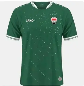 Iraq 2025 Away Kit - New Iraq National Team Green Jersey Men's Haiti Soccer Team Blue Jersey High-Quality Pique Fabric V-Neck Short Sleeves S to 5XL
