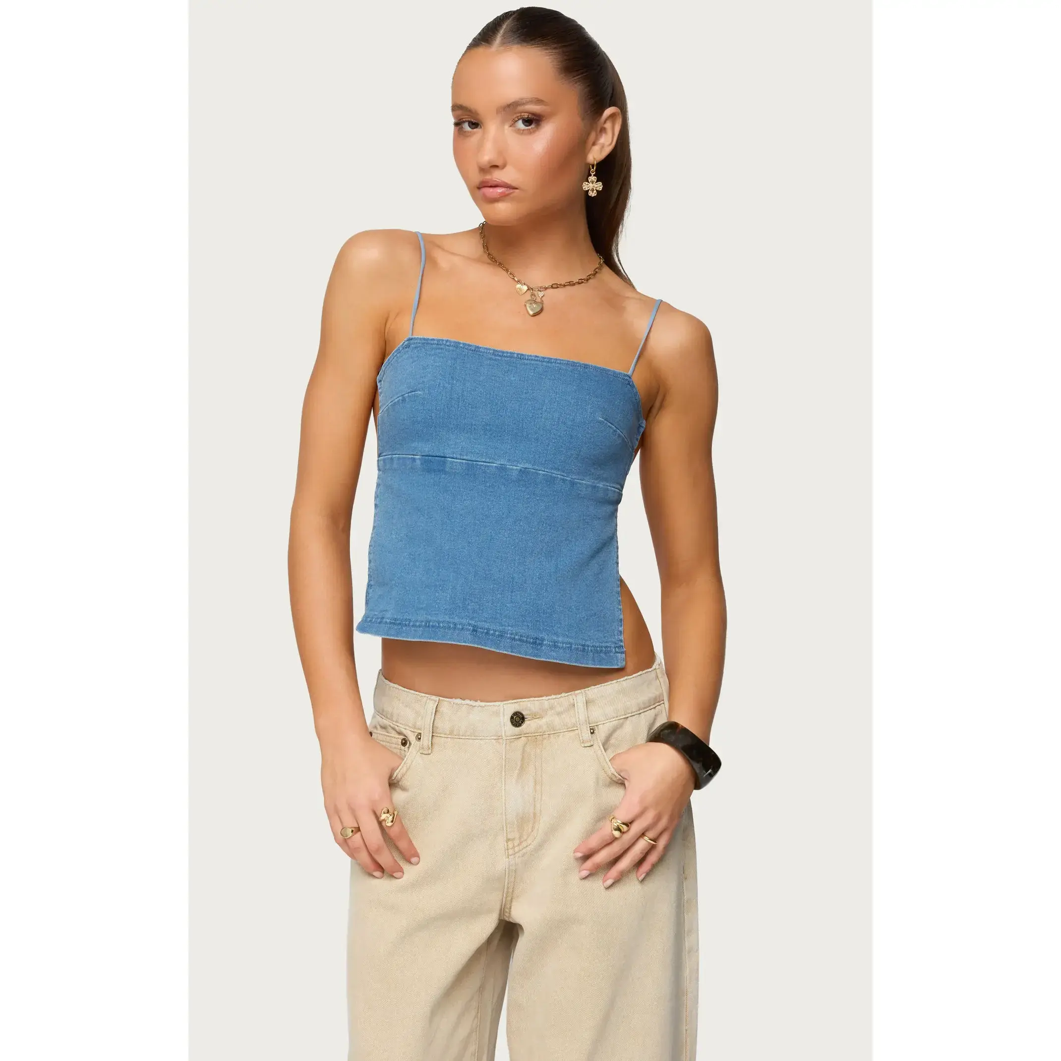 Edikted Women's Conley Backless Denim Top