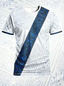Men's Breathable Football Jersey, Comfort Fit, Polyester Fiber, Geometric Pattern, Casual Wear, Youth Outdoor Sports, Multifunctional