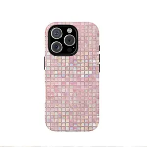 Rainbow Gradient Mosaic Aesthetic Phone Case, Full Coverage Print, Dual Layer PC+tpu, Protective, Shockproof, Anti-Yellowing, for iPhone & Samsung