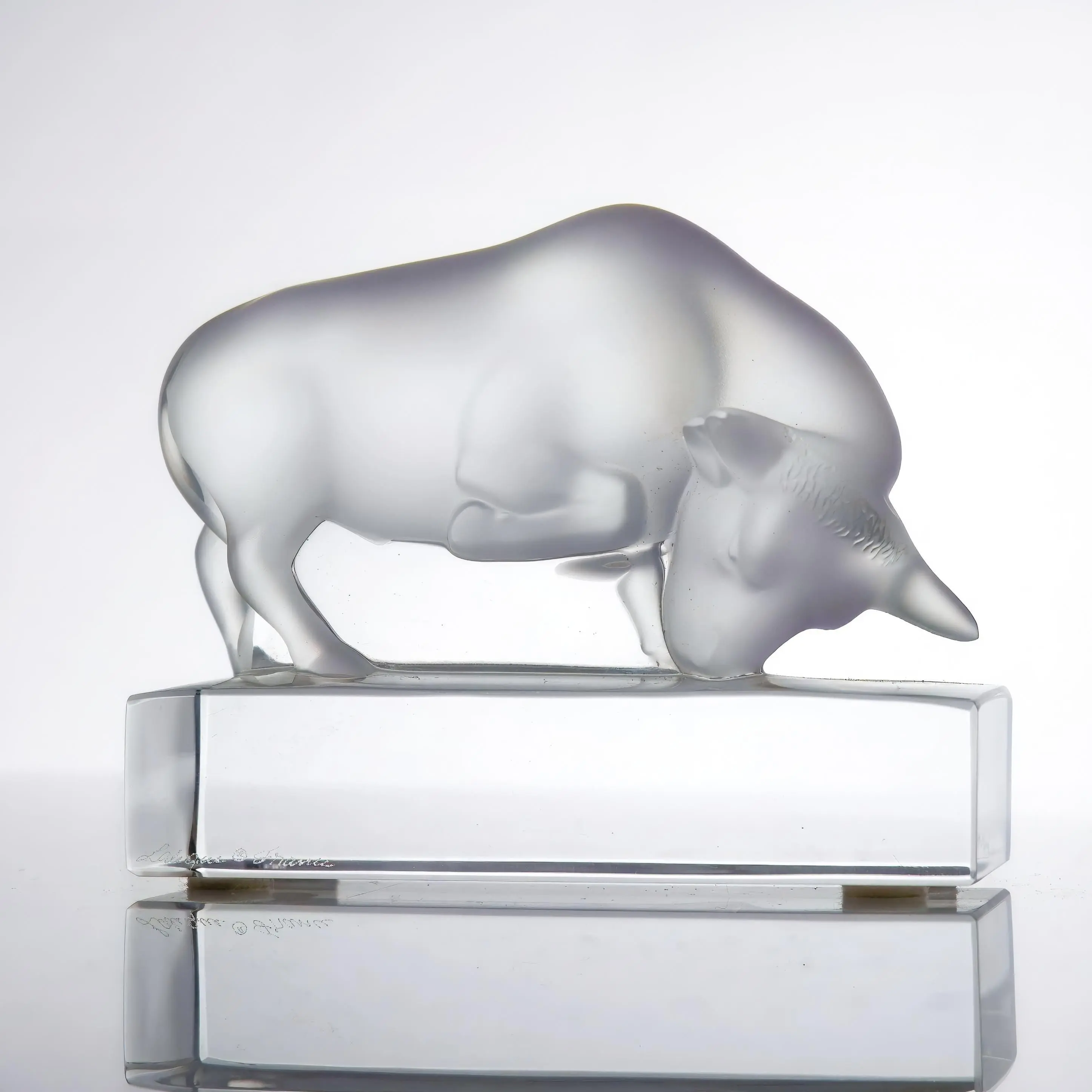 Lalique Crystal Bull Paperweight