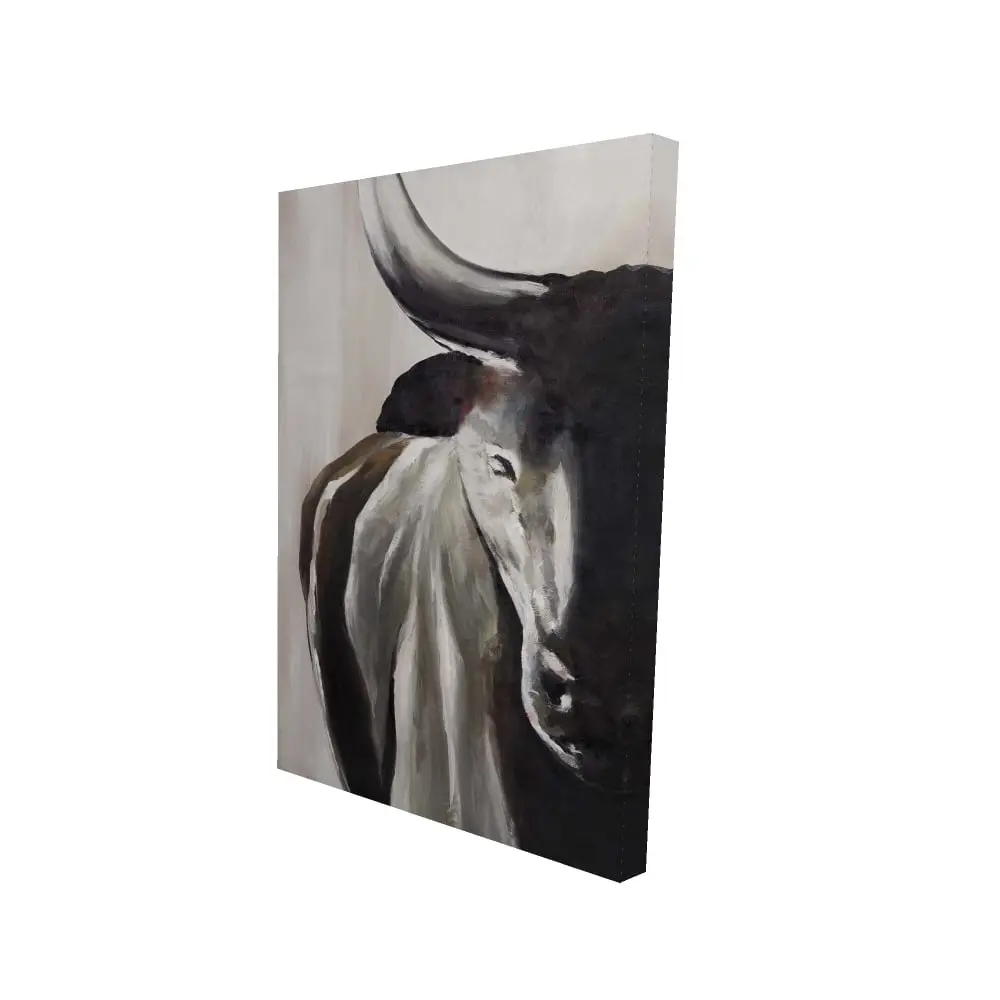 360 Stand Artistic Western Brown Bull Head Front View Wall Print, 24x36 in. High-Detail Artwork - Farmhouse Room Wall Decor, Ideal Home Supplies Gift, Artistic Wall Arts, Farm-Themed Wall Arts