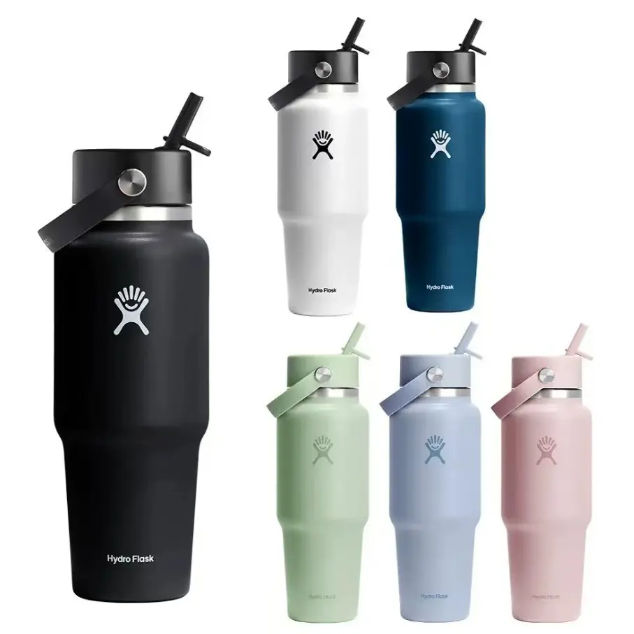 25 Oz / 32 Oz Stainless Steel Insulated Water Bottle with Handle and Straw - Large Capacity Sports Cup for Travel and Outdoor Use