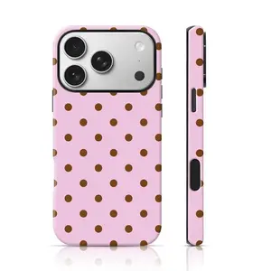Pink And Brown Polka Dot Pattern Phone Case — Compatible with Samsung S26/S25/S24/S23/S22/S21, iPhone 17/16/15/14/13/12/11 phone cases. Cute, Slim, Shockproof, and Scratch-Resistant. A Great Gift