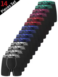 14-Pack Men's Long Leg Quick-Dry Stretchy Boxer Briefs | Anti-Ride Up, Breathable & Comfortable for Workout & Everyday | Multipack Underwear