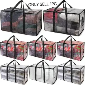 Full Transparent Storage Bag for Quilts and Clothes, Large Capacity Waterproof Moisture-Proof Blanket Organizer, Moving Bag, Space Saver Bags, Versatile Storage Bag