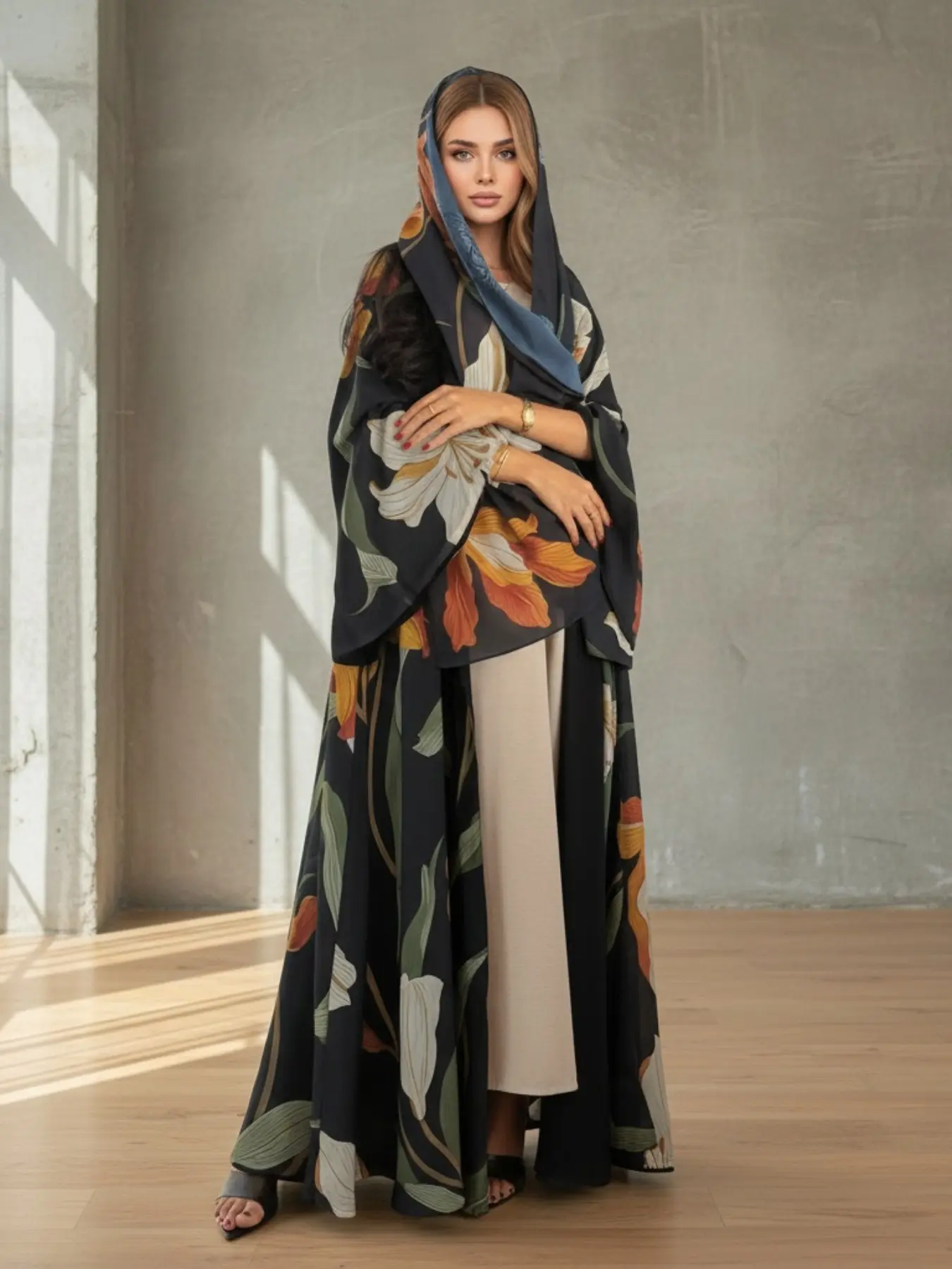 islamic women's dress Women Muslim Lace Sleeve Modest Robe Dress with Hijab Scarf Product information Muslim Women and Fashion -