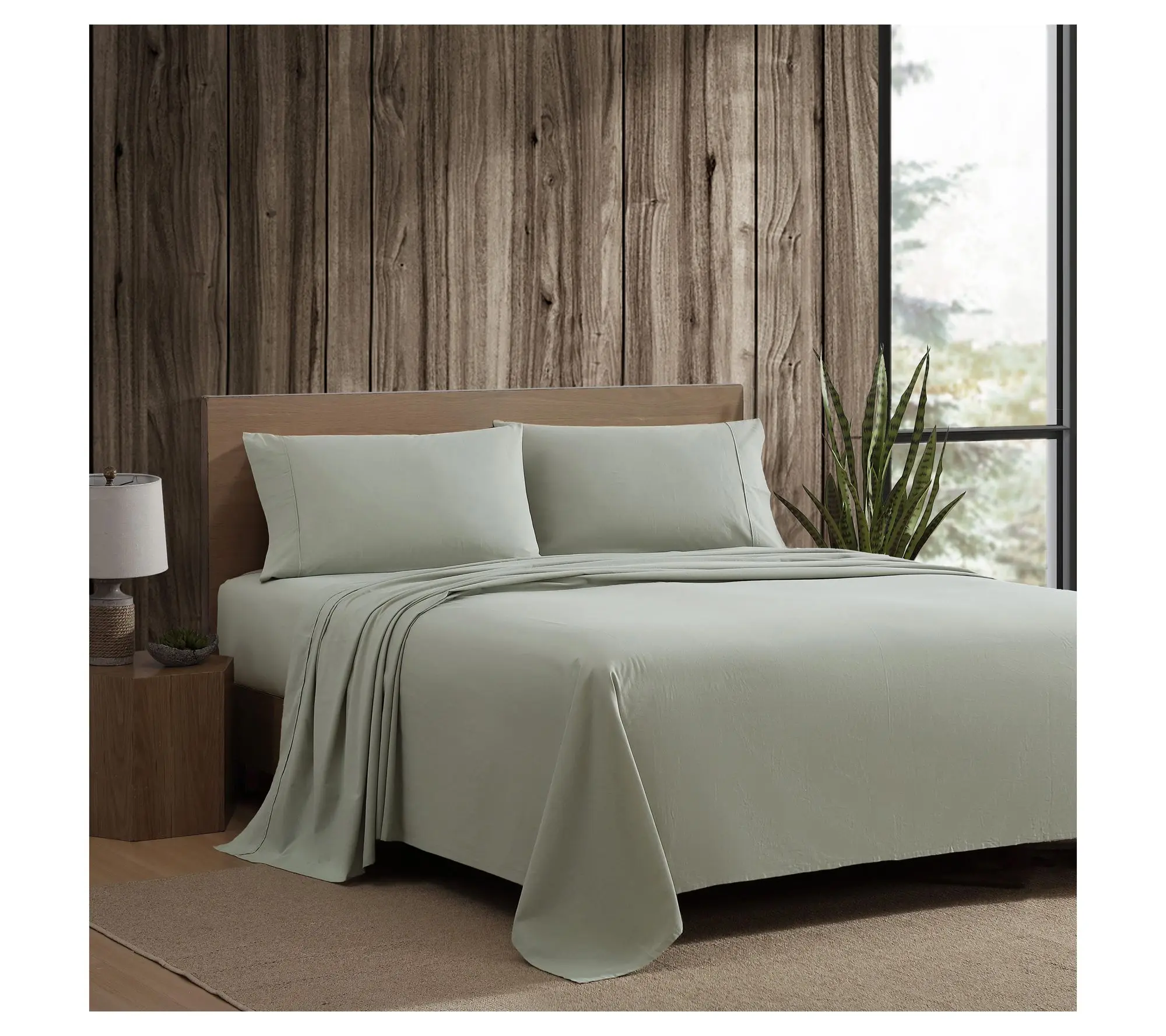 Eddie Bauer Green Cotton Percale Twin Sheet Set