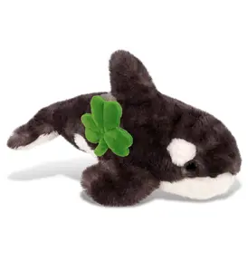 DolliBu Wild Killer Whale Stuffed Animal with Green Plush Shamrock - 11.5 Inch