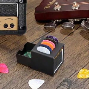 Guitar Pick Holder, - Guitar Shaped Pick Organizer Case, Can Hold 5 Guitar Picks, Convenient Carrying, Elegant Pick Pouch Guitar Pick Holder, Guitar Speaker Model Pick Holder (Without Picks) , Portable And Popular Guitar Pick Rack,Valentine's Day Gifts