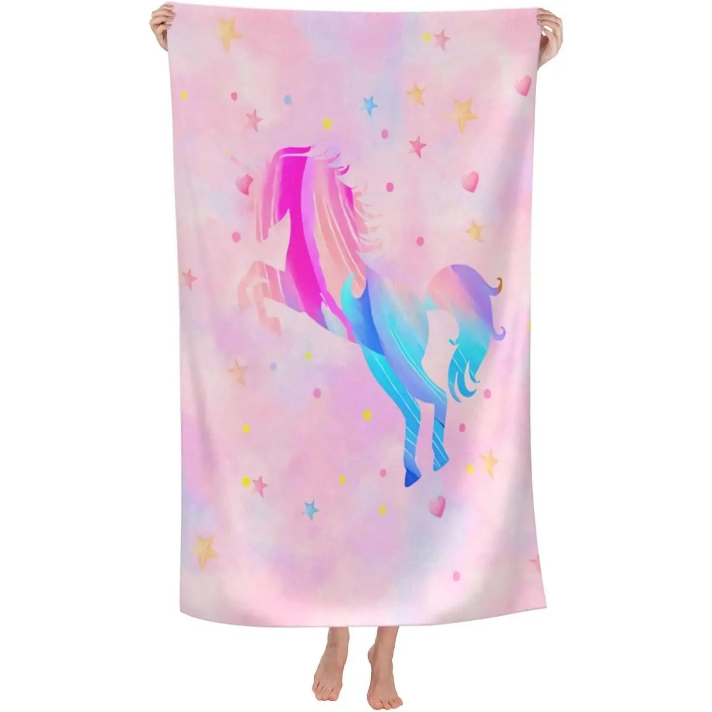 COMFAR Unicorn Beach Towel for Girls, Personalized Beach Towels for Kids Microfiber Beach Towels Bulk, Cute Beach Towel, Quick Dry Pool Towel 30"x 60"