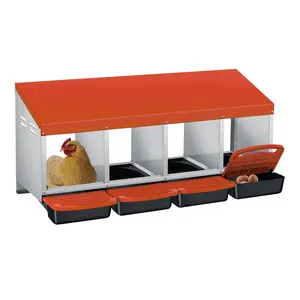 4-Hole Chicken Nesting Box, Roll Away Nest with Removable Tray, Easy Egg Collection & Cleaning, Wall-Mount Nesting Boxes for Hens, Chicken Coop - Orange