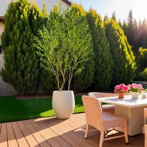 7/8ft Weather-Resistant Potted Artificial Outdoor Tree with Realistic Plastic Film Leaves and Plump Fruits for Patio, Garden, Yard, Porch, Balcony Decor