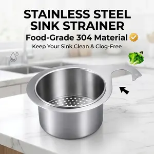 Stainless Steel Swan Sink Strainer Basket, Kitchen Sink Drain Basket with Hook, Multifunctional Food Scraps Catcher, Fruit Vegetable Washing Basket, Prevent Clogging Sink Filter, Fits Most Sinks for Home Kitchen