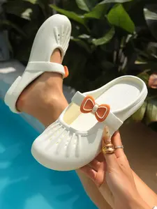 Butterfly Knot Macaron Color Hole Shoes, Soft Breathable Mary Jane Sandals, High Elasticity Eva Material, Lightweight Comfortable Women's Shoes