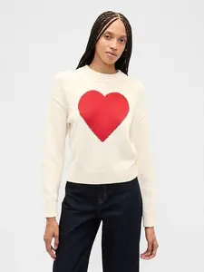 Relaxed Cropped Intarsia Sweater