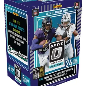 Donruss Optic Football 2025 NFL Trading Cards Ultra-Rare Inserts 24 Total Cards 3 Blaster Exclusive Rated Rookie Purple Shock Parallels