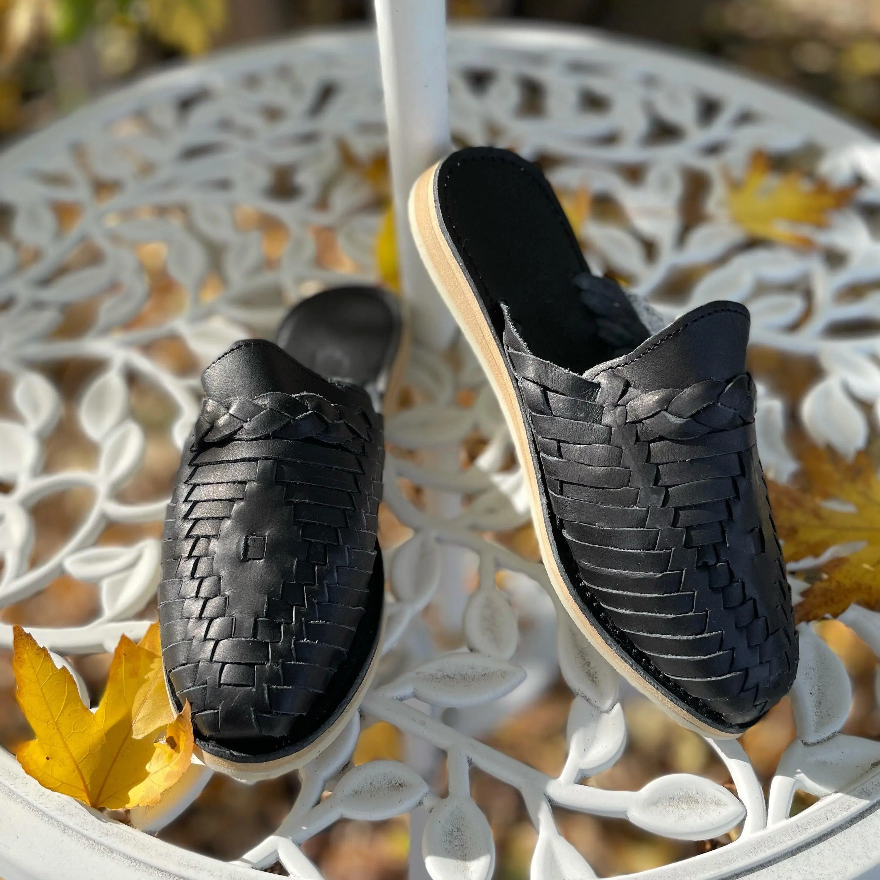 Ximena Mule Huarache Sandals - Black