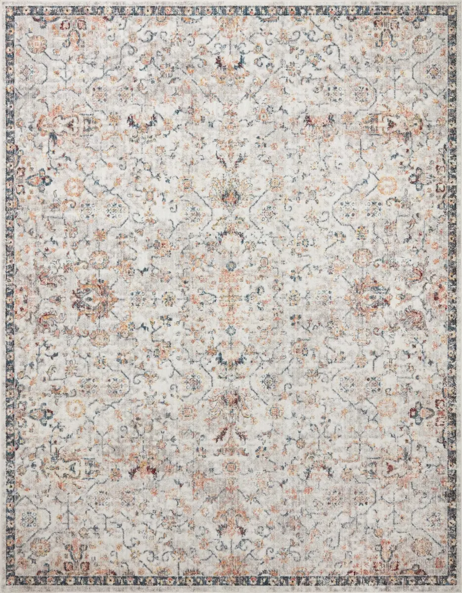Loloi Rugs CASNCSN-03DVNV160S 18 x 18 in. Sample Cassandra Power Loomed Traditional Square Area Rug, Dove & Navy