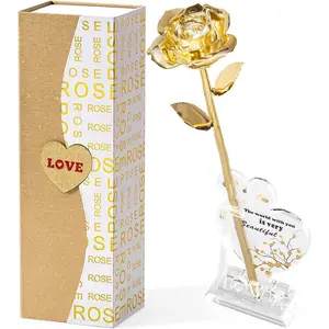 Gold Dipped Real 24K Gold Rose, 1 Pack Infinity Flower Decor Hand Dipped in 24K Romantic Rose Gifts for Women in Her Wife Girlfriend Birthday Anniversary Valentines Mothers Day Christmas