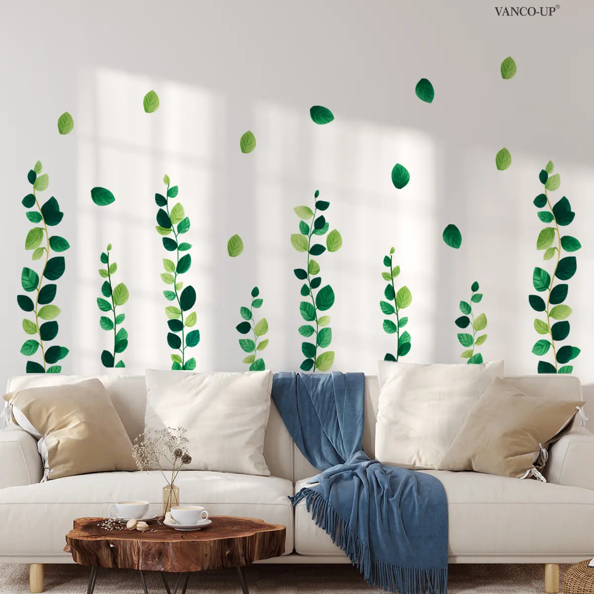 A new (30*90cm) vine leaf spring and summer wall sticker for home background beautification and decoration, M20982