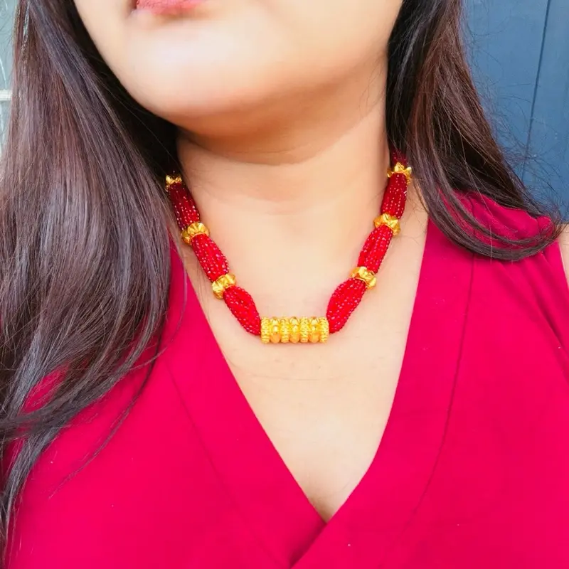 Naugedi Tilhari with Hydro Crystal, Gold-Tone Finish for Elegant Traditional Look