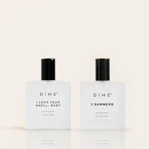 DIME 7 Summers & I Love Your Smell Baby Perfume Duo - Enjoy a Juicy Pear, Vanilla Orchid Fragrance and a Fragrance with Sweet Floral Notes, Two 1.7 oz / 50 ml bottles