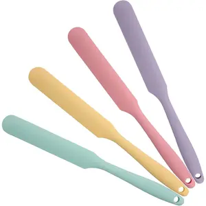 4 count  Jar Spatula Long Handle Kitchen Spatulas for Mixing, Scraping, and Spreading,Ideal for Jars, Baking, Cake Icing, Cream, Butter, and Batter Kitchen Tool (Purple, , Green, Yellow)