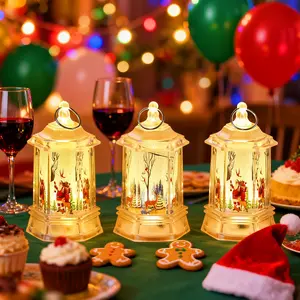 6/12 pieces, mini vintage-style lights featuring LED oil lamp design with Santa Claus, reindeer, and snowman motifs. Ideal for Christmas tree decorations and festive displays to create a warm and cozy home ambiance.
