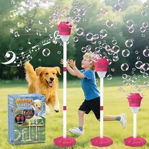 Party Gifts Automatic Bubble Maker Toy For Kids Music Lights Adjustable Height Outdoor Play Massive Bubbles Blaster