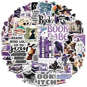 Bookish Witch Sticker, 50pcs/set Witchy Style Bookworm Sticker Pack, Vinyl Decals for Laptop Water Bottle Girls, Waterproof Magic Bookish Stickers, Decorative