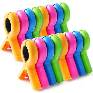 10-pack of assorted color beach chair towel clips, large beach towel clips, colorful beach towel clips, suitable for chairs, boats, and pools, clothes clips