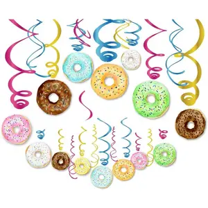 30Ct Donuts Party Supplies Hanging Swirl Decorations for Girls,Boys,Kids, Home,Classroom,Shower,Birthday