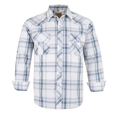 COEVALS CLUB Men's Western Pearl Snap Plaid Cowboy Long Sleeve Shirt - Lightweight, Breathable, Classic Fit Men's Clothing with Button Closure, Front Pocket - Work, Ranch Outfit